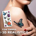 3D Tattoo Stickers mit Blumen- und Schmetterlings-Motiven -    Zorenza