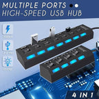 USB-Hub mit 4 oder 7 Anschlüssen und EIN/AUS-Schaltern -    Zorenza