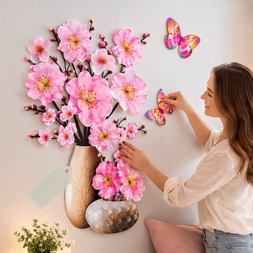 Blumen-Wandsticker mit Schmetterlingen – Selbstklebende Raumdekoration Zorenza