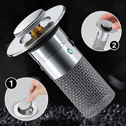 Abflussfilter Edelstahl mit Pop-up-Mechanismus -    Zorenza