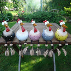 Huhn-Gartenfigur mit Polka Dots – Wetterfeste Gartendeko -    Zorenza