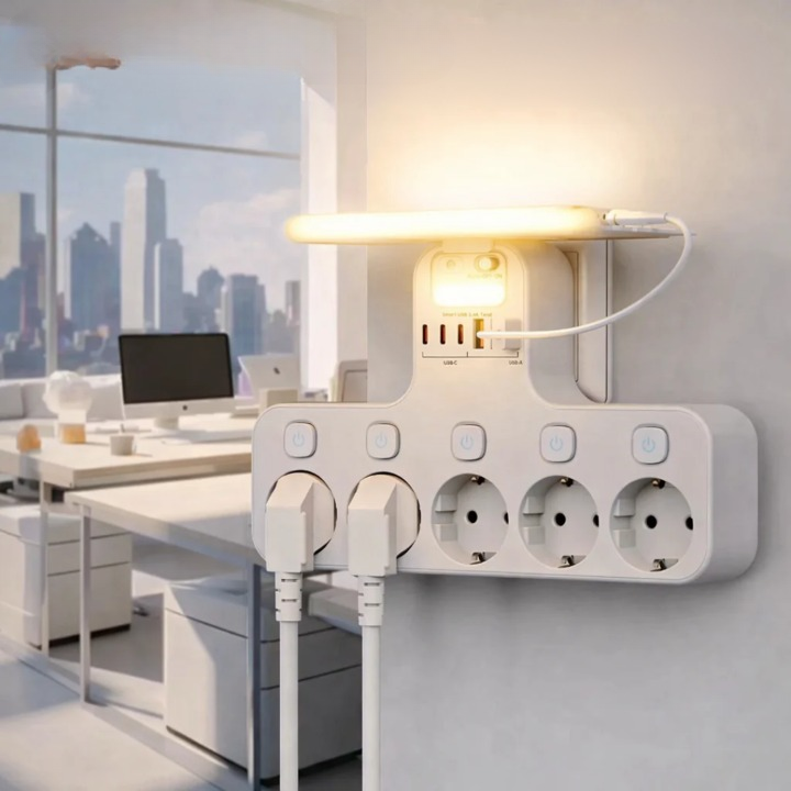 Mehrfachsteckdose mit Nachtlicht und USB-Anschlüssen -    Zorenza