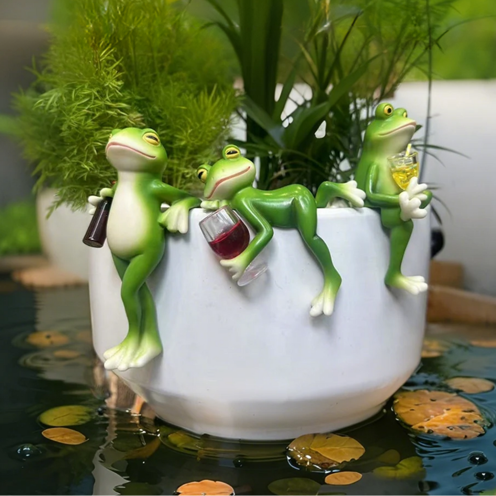 Kletter-Frosch Dekofigur handbemalt – Lustiger Gartenschmuck -    Zorenza