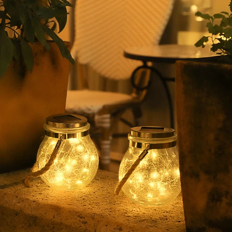 Solar-Gartenlaterne mit Crackle-Glas – Dämmerungssensor -    Zorenza