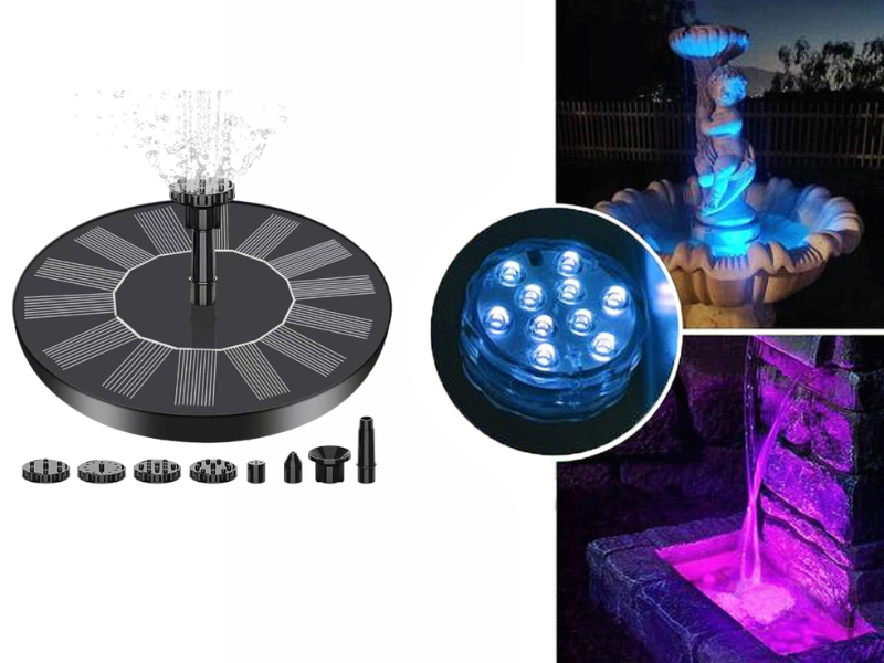 Solar-Springbrunnen mit 4 Düsen für Garten und Teich -    Zorenza
