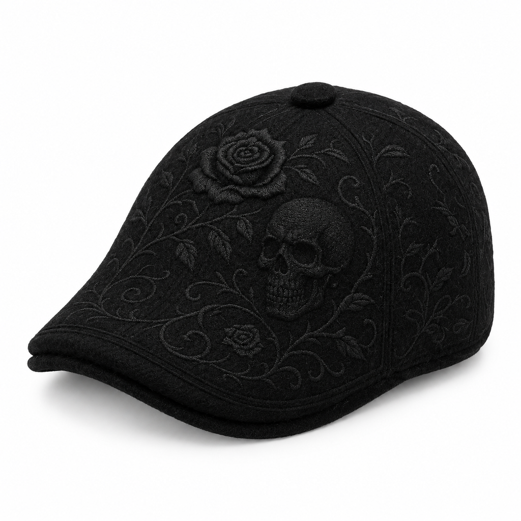 Schiebermütze Herren mit Totenkopf-Stickerei -    Zorenza