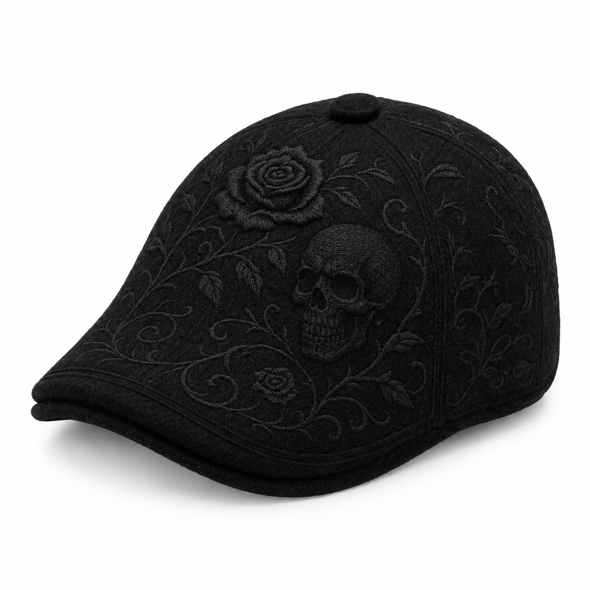 Schiebermütze Herren mit Totenkopf-Stickerei -    Zorenza