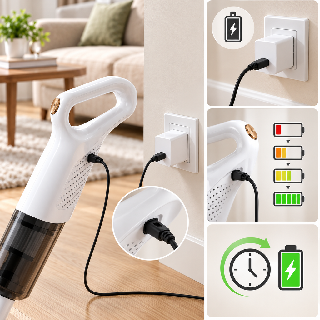 Akku-Staubsauger 2-in-1 mit starker Saugkraft für Boden und Polster -    Zorenza