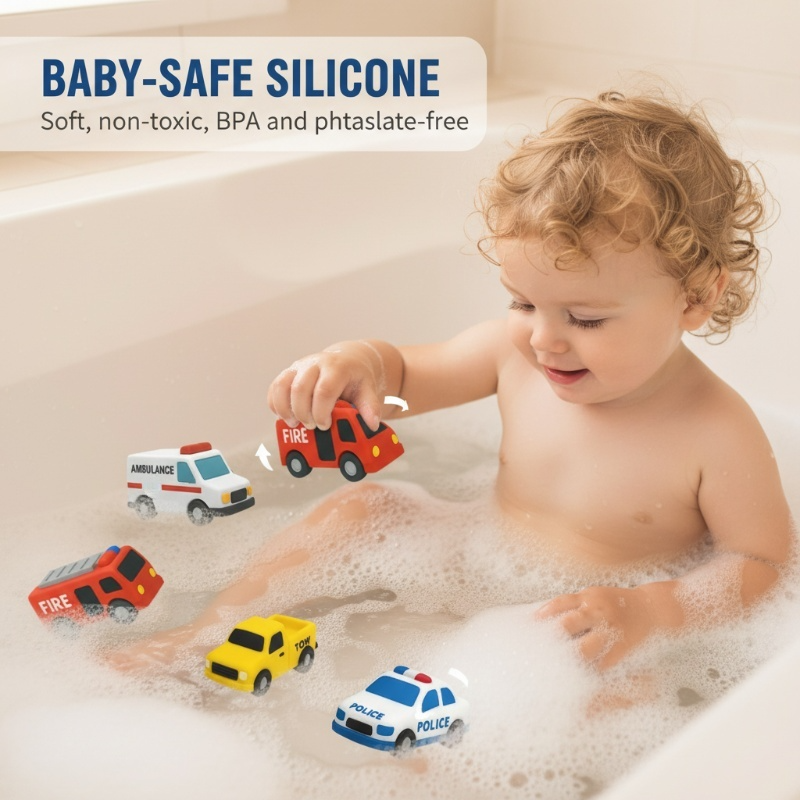 Badespielzeug Silikon 6-teiliges Fahrzeug-Set -    Zorenza