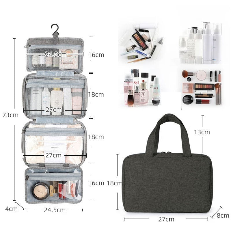 Kulturtasche zum Aufhängen mit 4 Fächern und wasserdichtem Material -    Zorenza