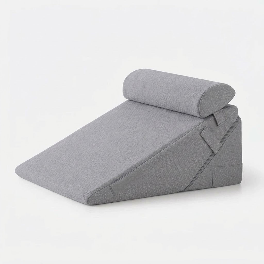 Verstellbares Keilkissen mit Nackenrolle und Memory-Schaum, 56 × 56 cm -    Zorenza