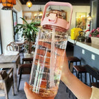 2-Liter-Trinkflasche mit Strohhalm & Zeitmarkierung – BPA-frei, Auslaufsicher Zorenza