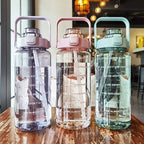 2-Liter-Trinkflasche mit Strohhalm & Zeitmarkierung – BPA-frei, Auslaufsicher Zorenza