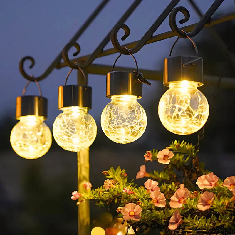 Solar-Gartenlaterne mit Crackle-Glas – Dämmerungssensor -    Zorenza