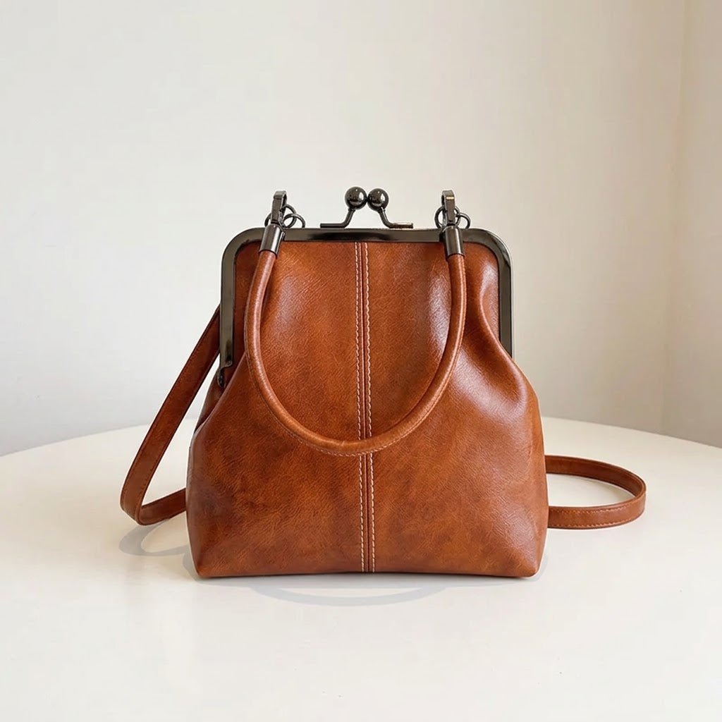 Handtasche Kunstleder mit Vintage-Bügelverschluss -    Zorenza