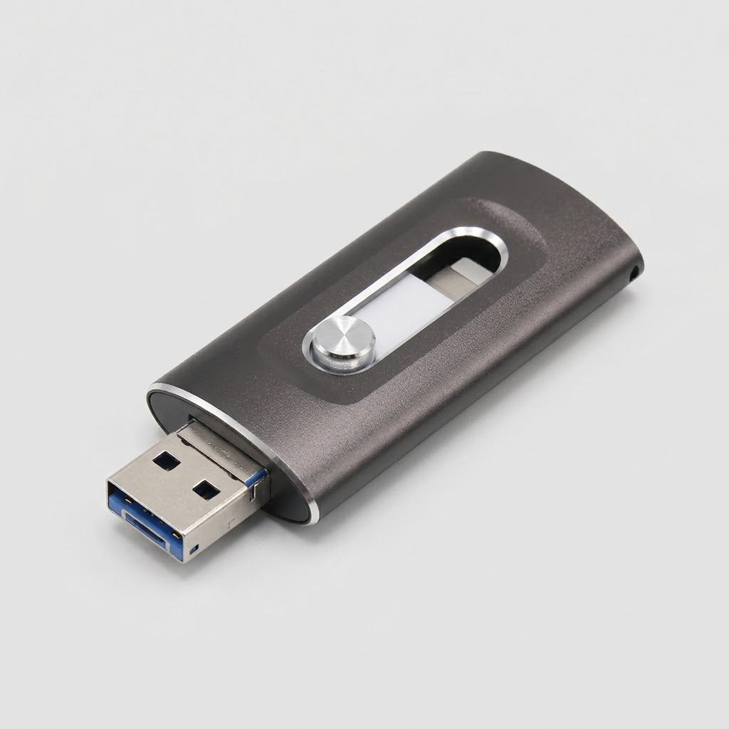 USB-Stick 3-in-1 für iPhone, Android und PC: Lightning, USB-C, USB 3.0 -    Zorenza