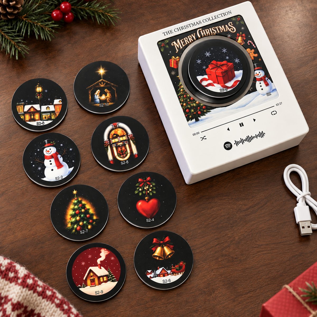 Musik-Kühlschrankmagnet Weihnachten – Schallplatten-Optik 9 Lieder -    Zorenza