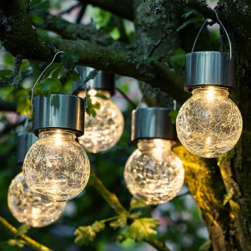 Solar-Gartenlaterne mit Crackle-Glas – Dämmerungssensor -    Zorenza