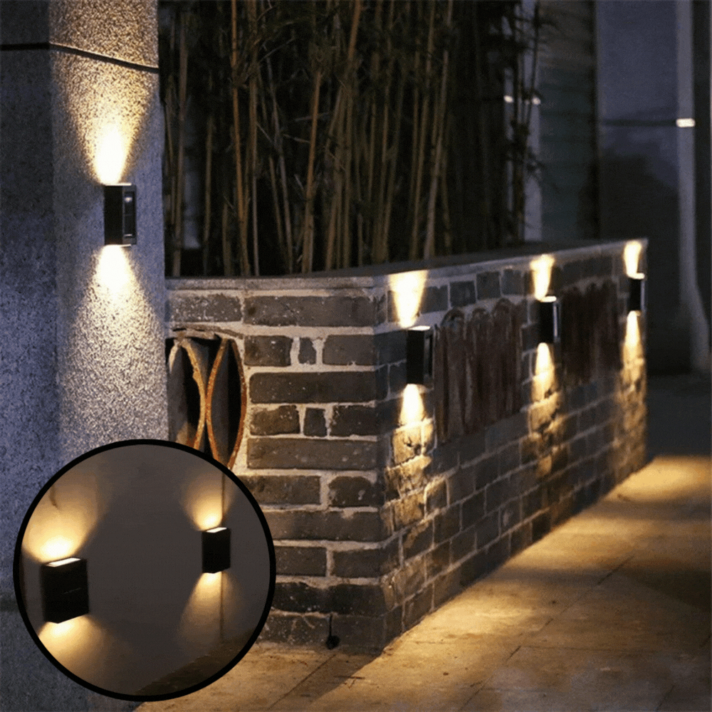LED Solarwandleuchte Warmweiß IP65 – Kabellos für Garten und Terrasse -    Zorenza