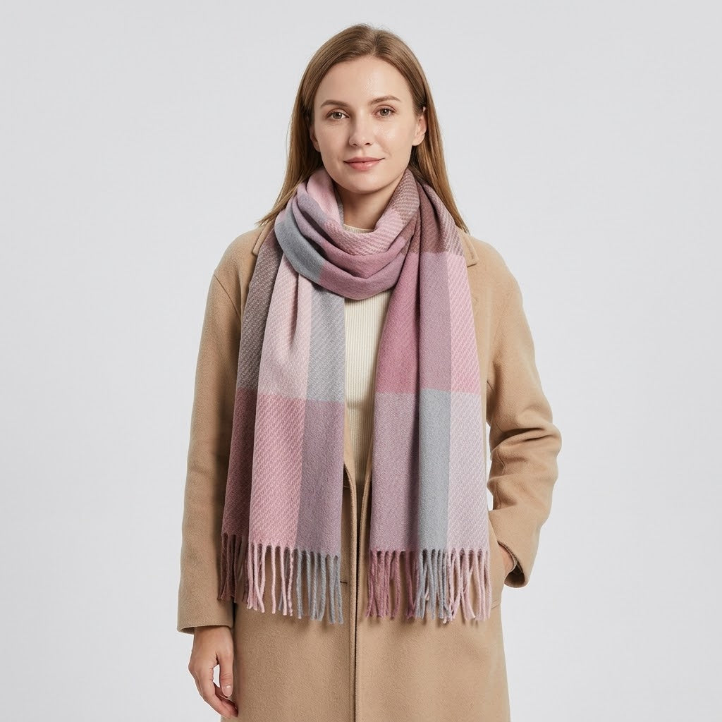 Karierter XXL-Schal 200 × 60 cm, weich und groß zum Wickeln -    Zorenza