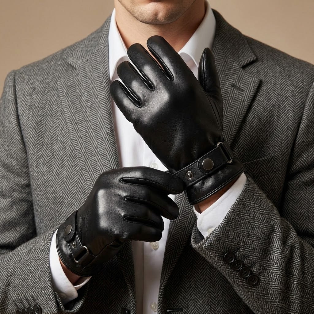 Touchscreen-Lederhandschuhe aus echtem Schafsleder mit Fleecefutter -    Zorenza