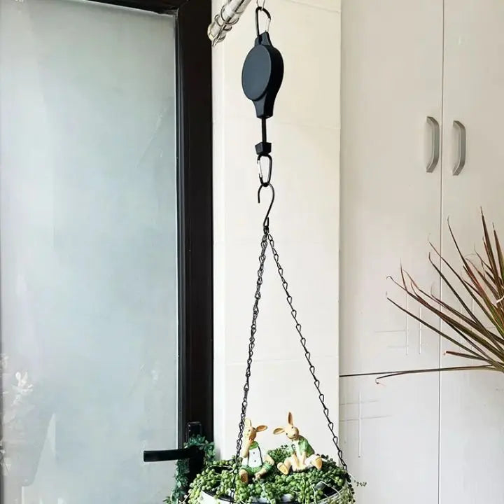 plant hanger pulley system Elegant plant hanging set with pulley system for indoors and outdoors – Adjustable plant hanger for easy care of hanging plants – Zorenza