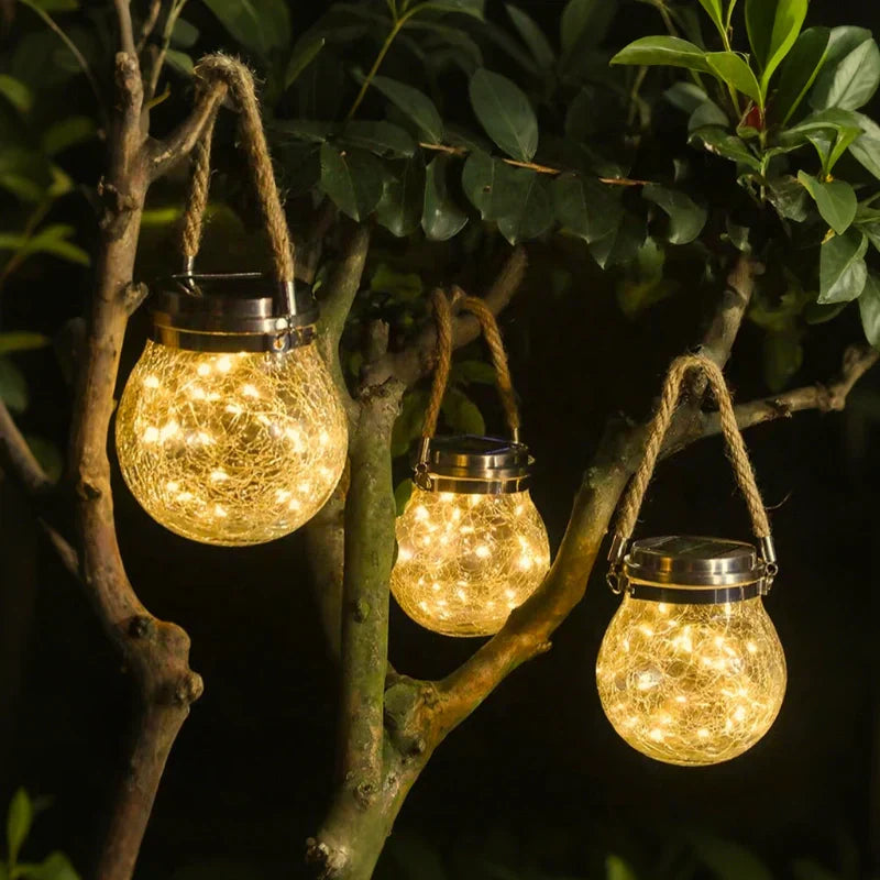 Solar-Gartenlaterne mit Crackle-Glas – Dämmerungssensor -    Zorenza