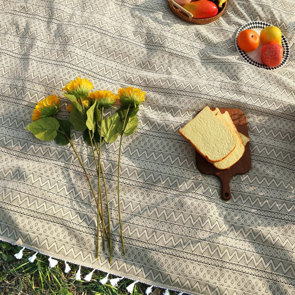 Picknickdecke mit Boho-Muster und Fransen – Polyester -    Zorenza