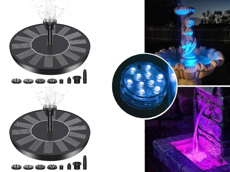 Solar-Springbrunnen mit 4 Düsen für Garten und Teich -    Zorenza