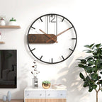 Wanduhr Metall Holz Ø 40 cm – Industriell Modern Schwarz -    Zorenza