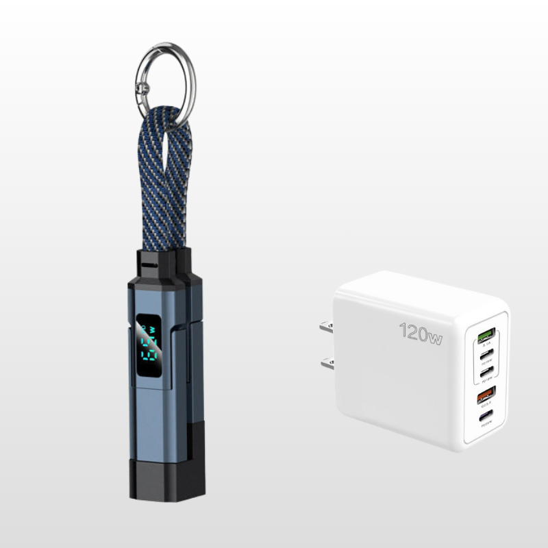 Ladekabel 4-in-1 mit Digital-Display und Schlüsselanhänger -    Zorenza