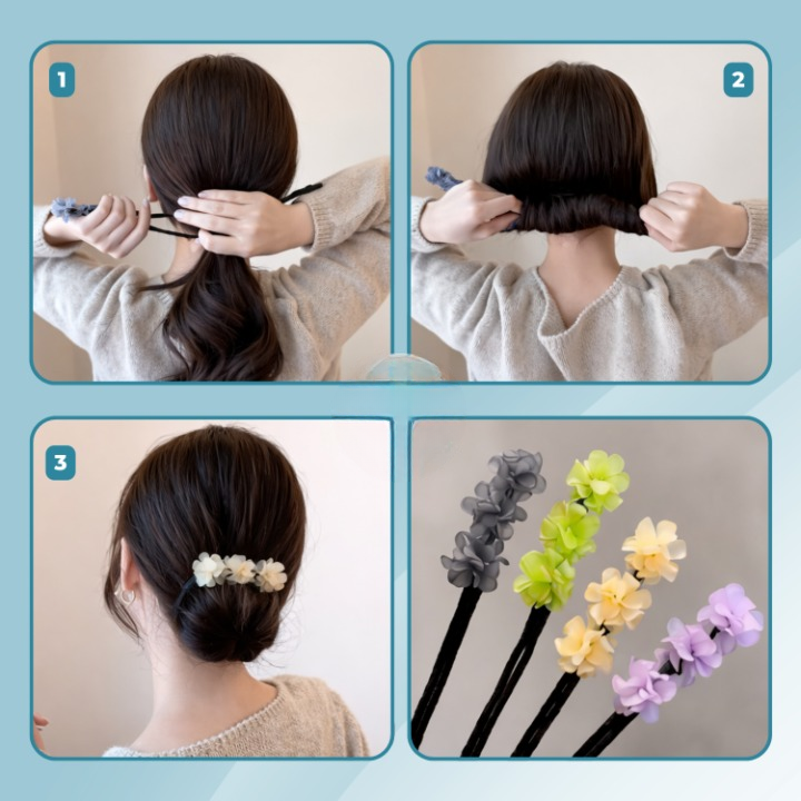 Haar-Duttmacher mit Blumenverzierung -    Zorenza