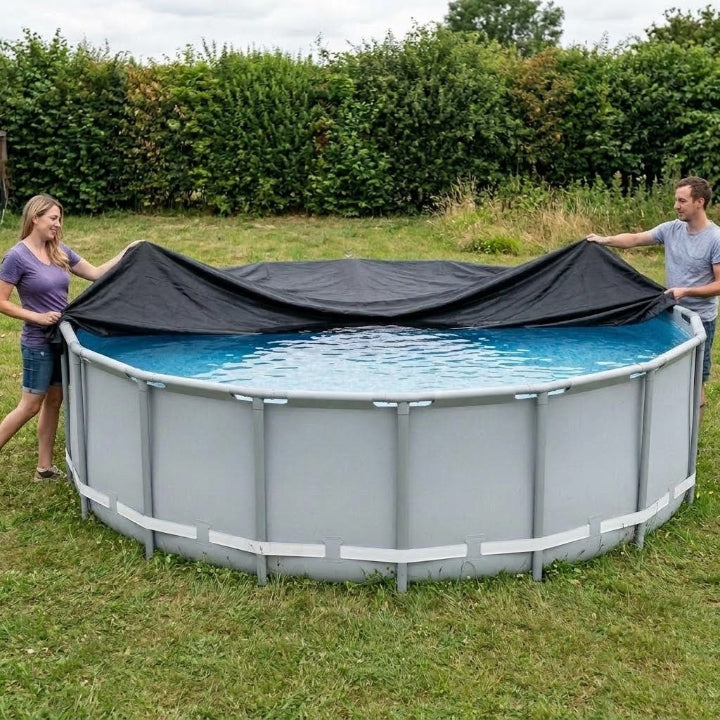 Poolabdeckung Oxford-Gewebe schwarz wetterfest mit Zugkabel -    Zorenza
