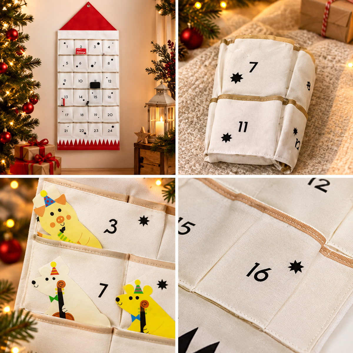 Adventskalender zum Befüllen Stoff 24 Taschen -    Zorenza