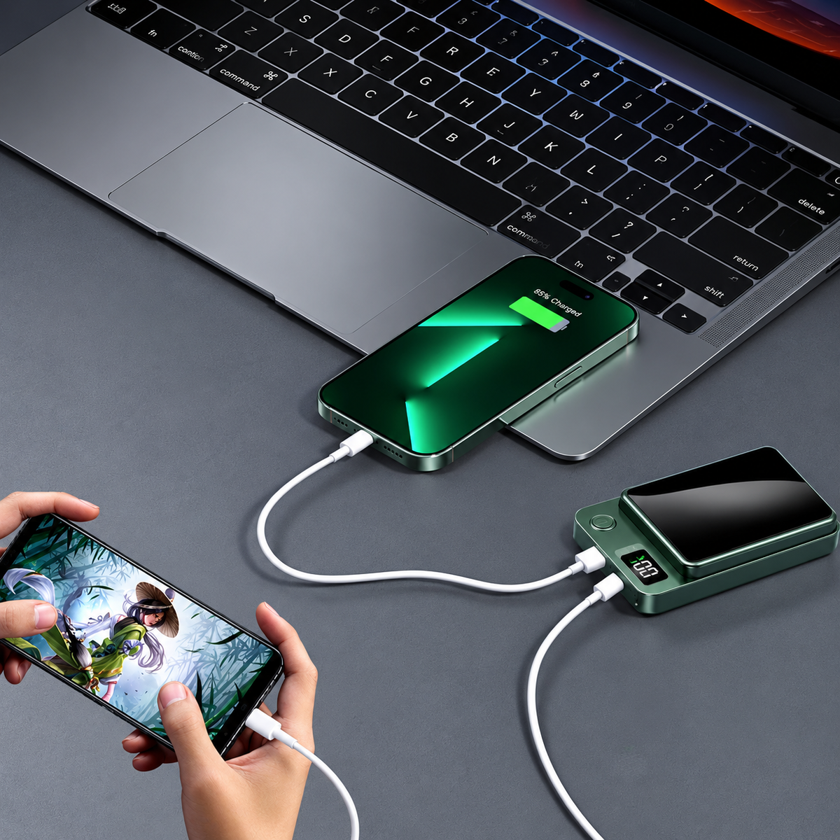 Powerbank mit kabellosem Laden und LED-Anzeige -    Zorenza