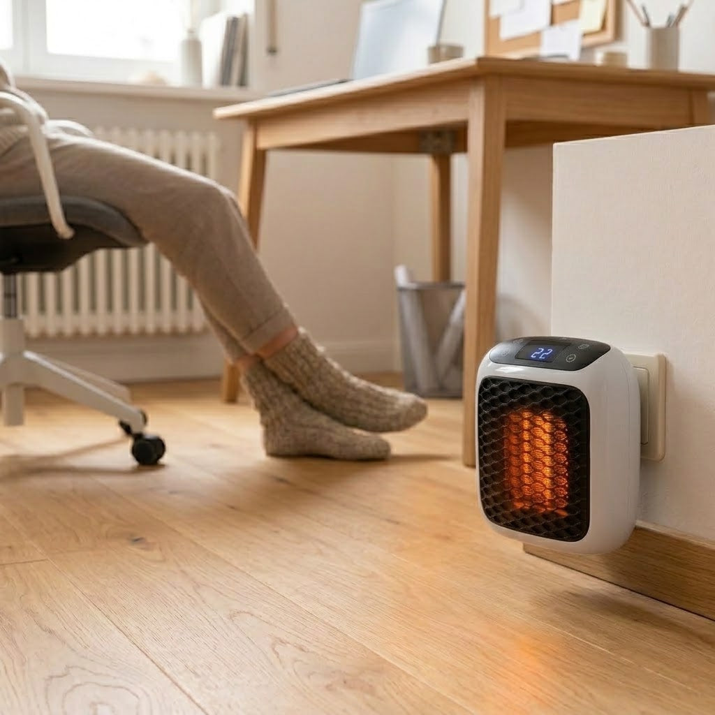 Steckdosen-Heizlüfter 400 W mit Thermostat 15–32 °C und Display -    Zorenza