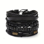 Lederarmband-Set mit Holzperlen – Mehrlagig verstellbar -    Zorenza