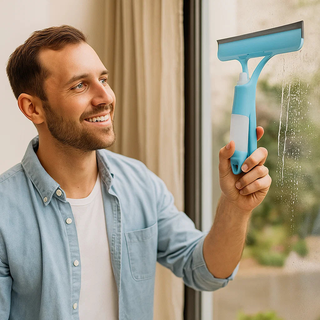 3-in-1-Fensterabzieher mit Sprühfunktion – Streifenfreies Glas in einem Durchgang Zorenza