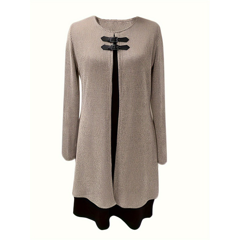 Damen A-Linien-Kleid mit Kunstleder-Schnallen -    Zorenza