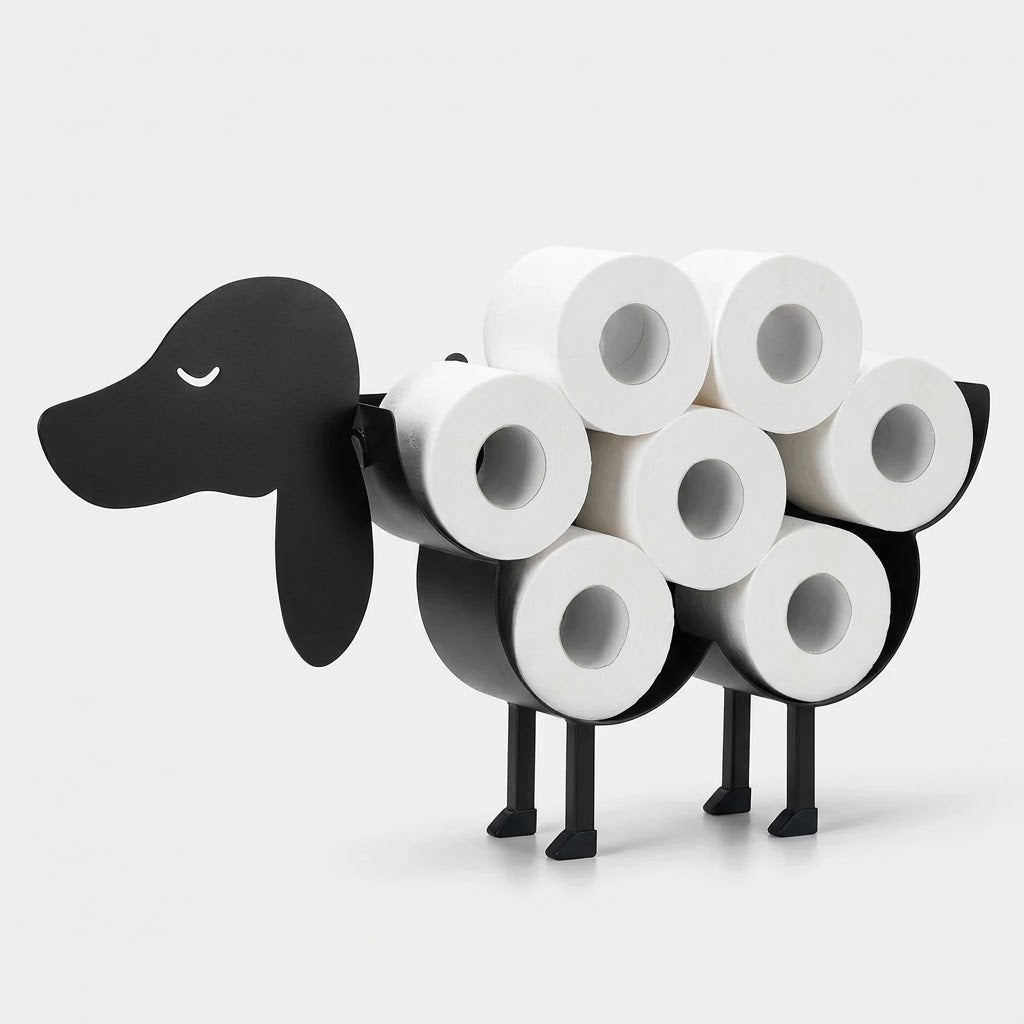 Toilettenpapierhalter freistehend mit Tiermotiv, schwarz, für 7 Rollen -    Zorenza