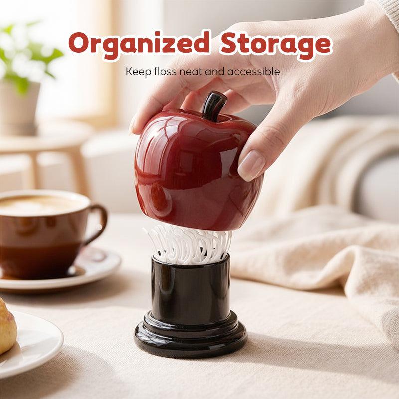 Zahnseide-Organizer mit Deckel – Apfel und Birne Design -    Zorenza