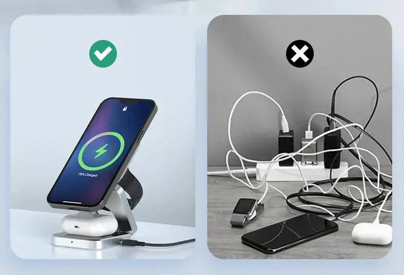 3-in-1 Drahtlose Ladestation – Smartphone, Smartwatch und Earbuds Zorenza