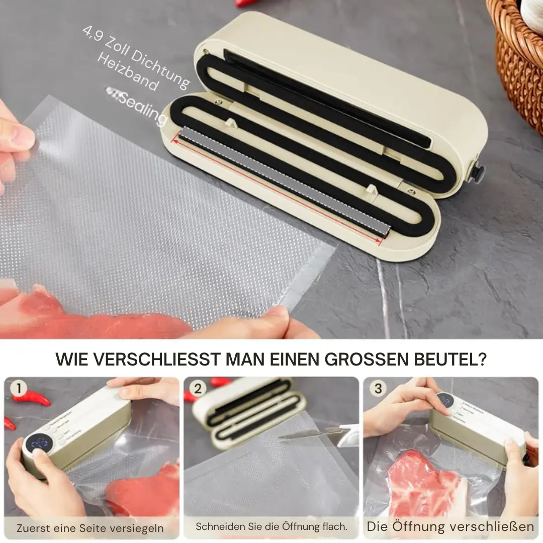 3-in-1 kabelloses Mini-Vakuumiergerät – Lebensmittel frisch halten & mehr Zorenza