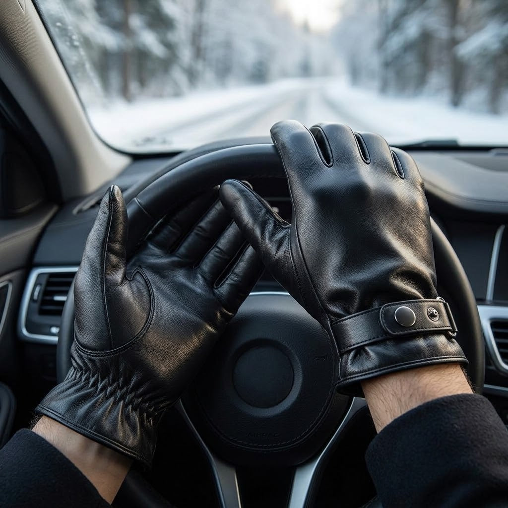 Touchscreen-Lederhandschuhe aus echtem Schafsleder mit Fleecefutter -    Zorenza