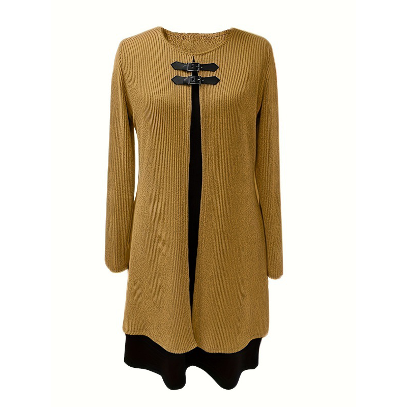 Damen A-Linien-Kleid mit Kunstleder-Schnallen -    Zorenza
