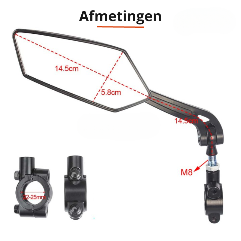 Verstellbarer Fahrradspiegel mit 360°-Drehung – Universelle Lenkerhalterung Zorenza