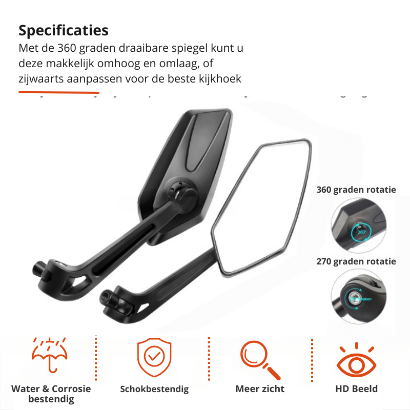 Verstellbarer Fahrradspiegel mit 360°-Drehung – Universelle Lenkerhalterung Zorenza