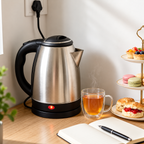 Wasserkocher Edelstahl 1500 W mit schwarzem Griff -    Zorenza