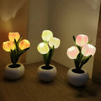 Tulpen-LED-Tischlampe im Keramiktopf – Warmes Dekorlicht Zorenza