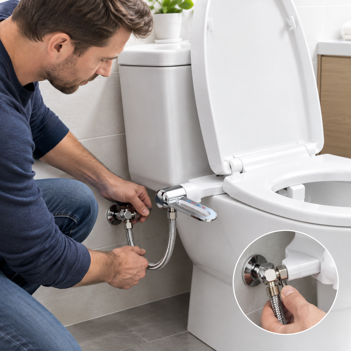 Bidet-Aufsatz Edelstahl mit Doppeldüse für WC -    Zorenza